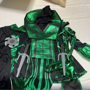 Green Ninja Costume Set: Ninja Jumpsuit with plastic Accessories for Kids Lg